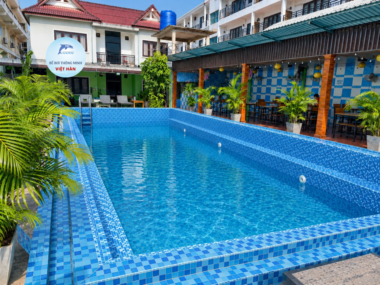 Thi công bể bơi Liner PVC tại Vang Viềng - Lào 