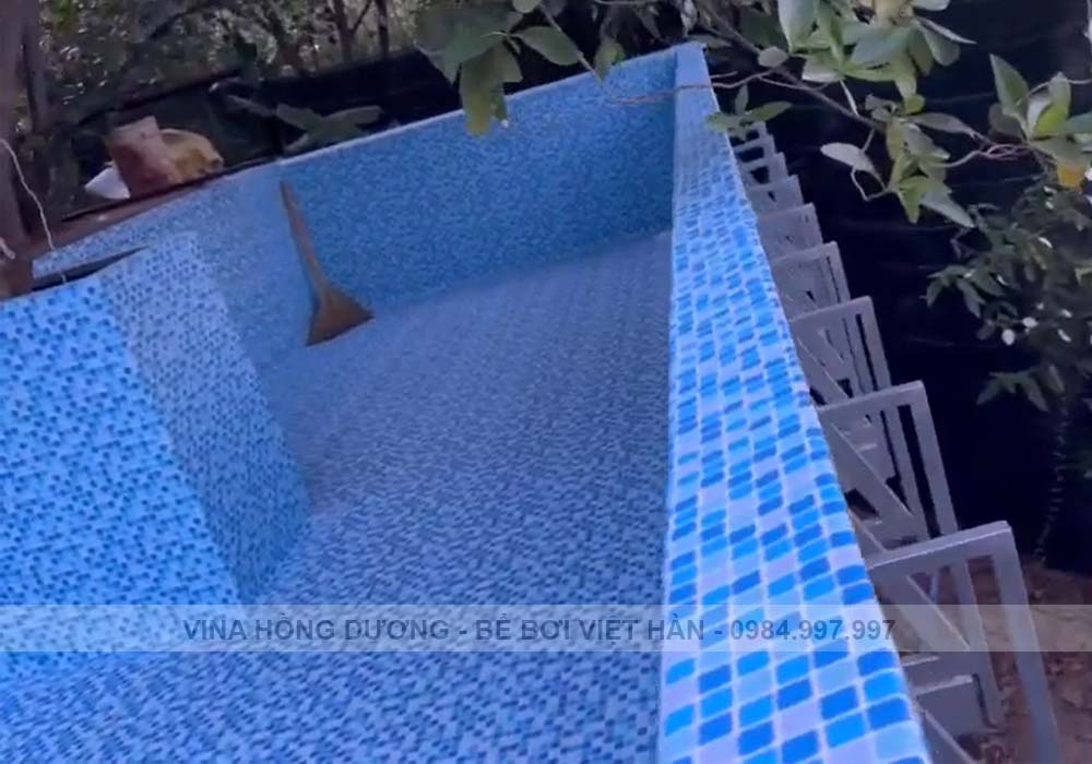 Thi công bể bơi khung thép dán bạt - Diên Khánh, Nha Trang, Khánh Hòa