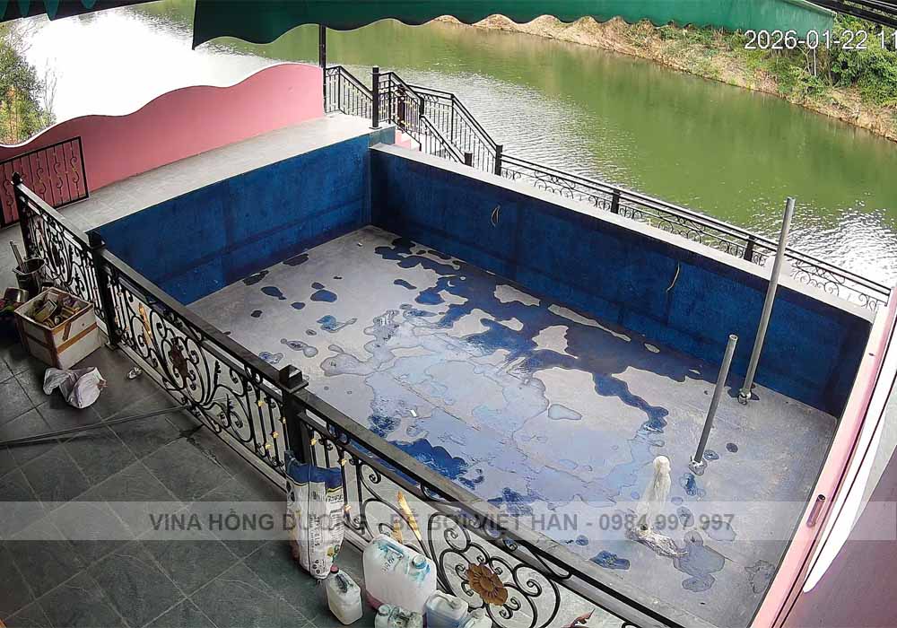 Sửa chữa bể Composite bị bong tróc, thấm nước tại Yên Bái